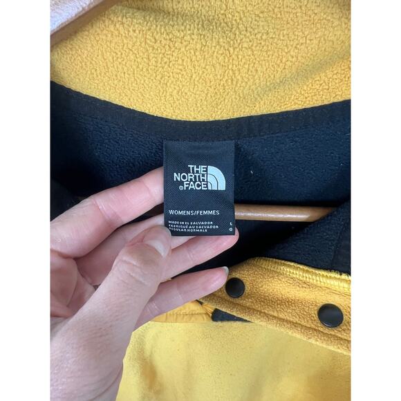 The North Face Women's TKA Glacier Snap-Neck Pullover Sweater Black Yellow Sz L - Picture 4 of 7